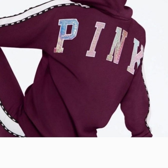 PINK Victoria's Secret Tops - VS Pink NWOT Bling 💫 Sequin Hoodie Sweater. L